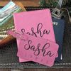 Passport Cover & Luggage Tag Set, Personalized Graduation Gift "Sasha – Stamp Out