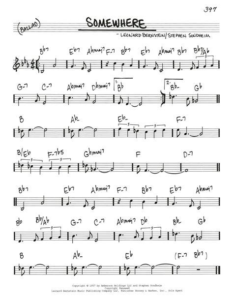 Somewhere (from West Side Story) by Leonard Bernstein Sheet Music for ...