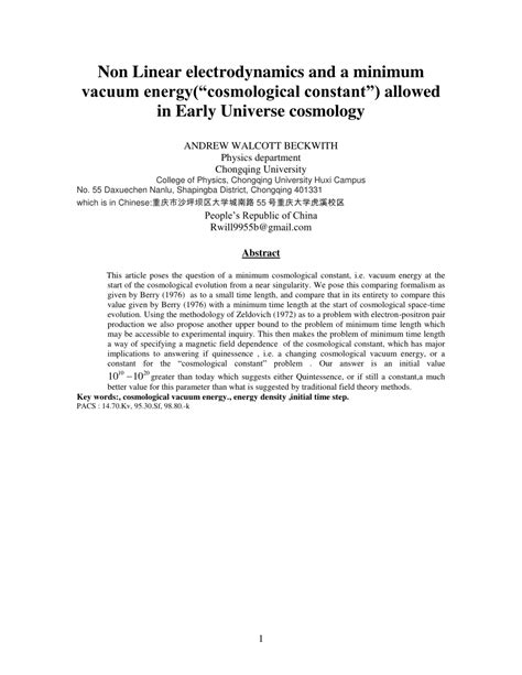 (PDF) Non Linear electrodynamics and a minimum vacuum energy ...