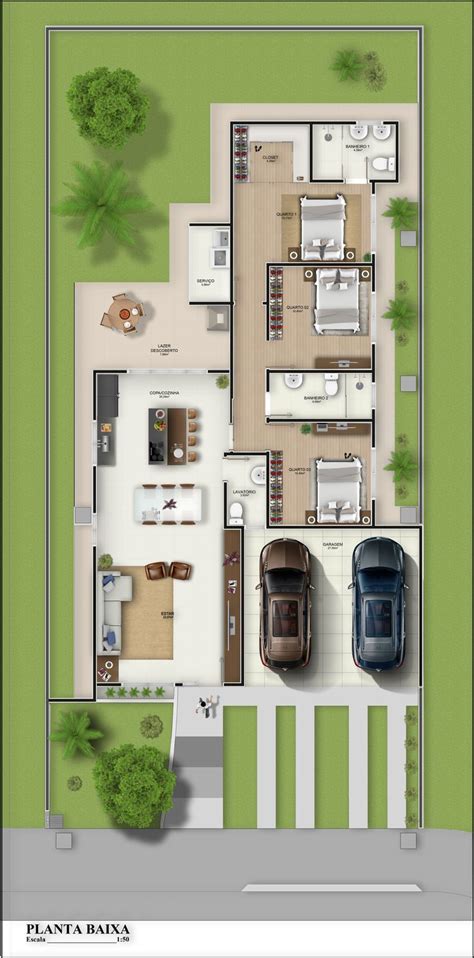 Planta Humanizada. Revit + Photoshop | Plantas de casas, Planta de casa 10x20, Projetos de casas ...