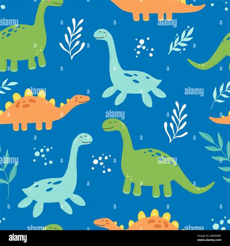 Cute dinosaur seamless pattern for kids, baby textile, wallpaper ...