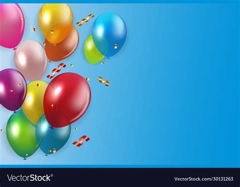 Glossy happy birthday balloons background Vector Image