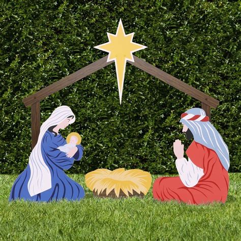 Nativity Display Scene Outdoor Holy Baby Jesus Family Mary Christmas Yard Decor - Yard Decor