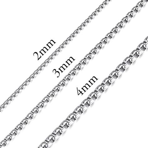 18-24 inches Round Box Link Chain Stainless Steel Necklace Men Women 2 ...