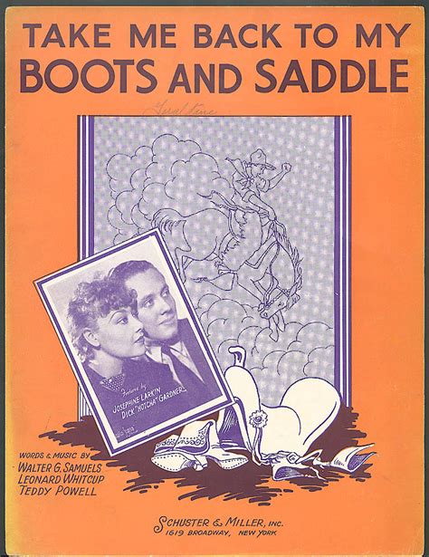 Take Me Back to My Boots & Saddle sheet music 1935