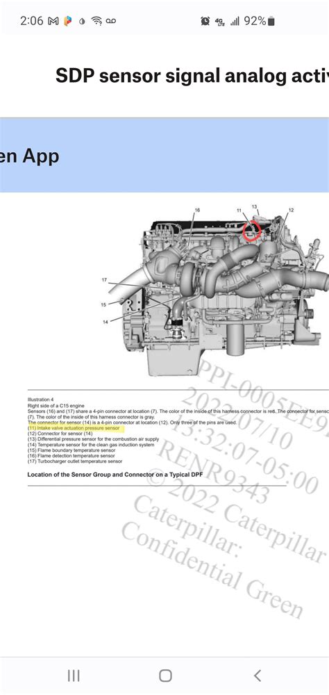 Cat c15 SDP20346 need iva oil pressure sensor location, and troubleshooting thank you