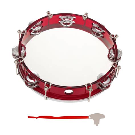 walmeck 10 Inch Handheld Tambourine Double Row Tambourine Drum Set Percussion Instrument Musical ...