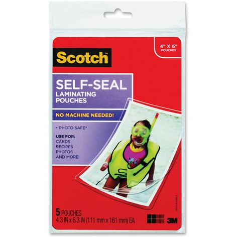 Scotch Self-Sealing Photo Laminating Sheets, Clear, 5 Per Pack ...