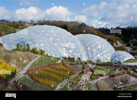 A view of the biomes at the Eden Project tourist attraction and ecology centre, Bodelva, St ...