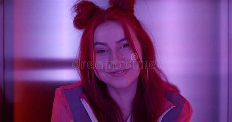 Portrait of Joyful Young Woman Turning Head and Looking To Camera. Close Up View of Millennial ...