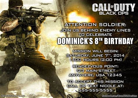 Call of Duty Custom Birthday Invitation | Custom birthday invitations ...