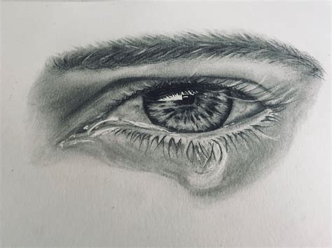 Drawing pencil eye tear realistic - tekening potlood oog traan ...