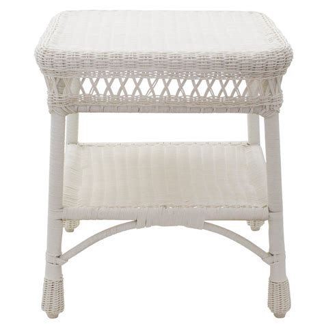 All Weather Wicker Paradiso White Patio Side Table | Buy Outdoor Side ...