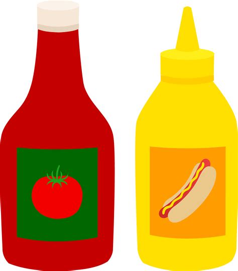 Bottles of Ketchup and Mustard - Free Clip Art