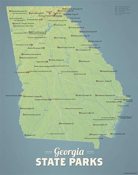 Georgia State Parks Map 11x14 Print - Etsy