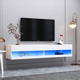 RASOO Wall-Mounted Floating TV Stand with LED Lights and Storage Compartments - ShopStyle