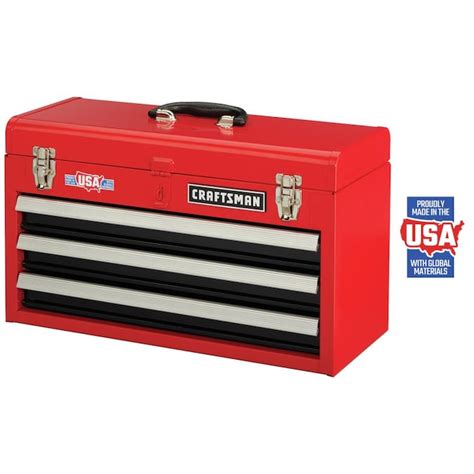 CRAFTSMAN Portable Tool Box 20.5-in 3-Drawer Red Steel Lockable Tool Box in the Portable Tool ...