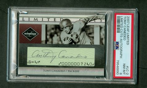 Tony Canadeo 2007 Leaf Limited Cuts Autographs #LC-2 SN150 PSA 8 NMMT ...