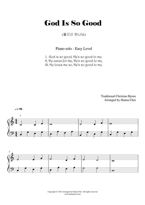 God Is So Good - Christian Hymn [for Piano Solo /Easy] (arr. Hanna Choi ...