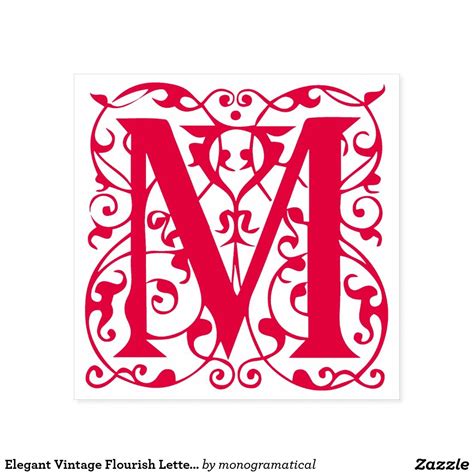 Elegant Vintage Flourish Letter M Monogram Self-inking Stamp | Zazzle | Lettering, Lettering ...