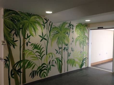 Jungle Palm and Bamboo mural Diy Wall Painting, Wall Murals Painted, Hand Painted Walls, Mural ...