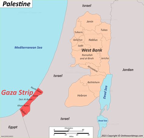 Gaza Strip Location On The Palestine Map - Ontheworldmap.com