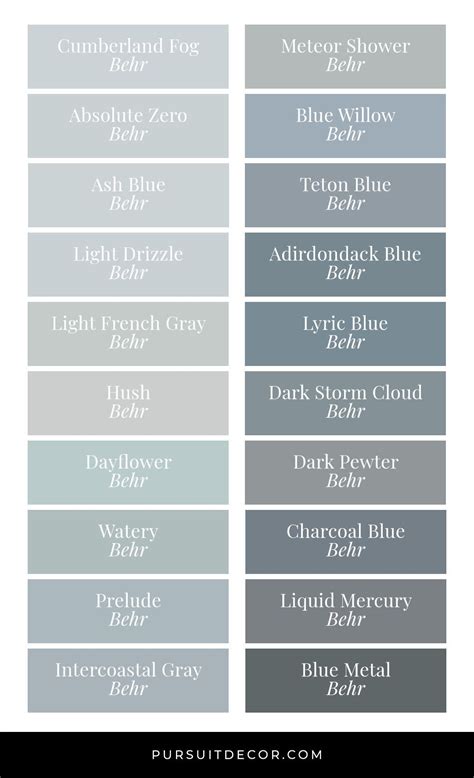 Best Behr Blue Gray Paint Colors for Cool Calming Vibes - Pursuit Decor | Blue gray paint colors ...