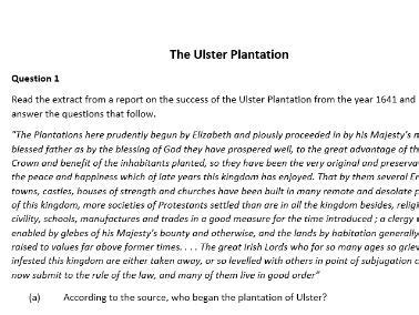 Junior Cycle History: Ulster Plantation Resource Pack | Teaching Resources