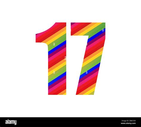 17 Number Rainbow Style Numeral Digit. Colorful Seventeen Number Vector Illustration Design ...