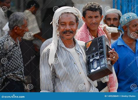 Yemeni Man Holds Vintage Tape Recorder at the Street in Al Hudaydah ...