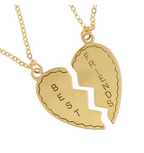 Ky & Co - "Best Friends" Broken Heart Pendant Necklaces BFF Gold Tone ...