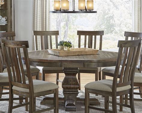 Dawson Wire Brushed Timber 66" Extendable Oval Pedestal Dining Table from A-America | Coleman ...