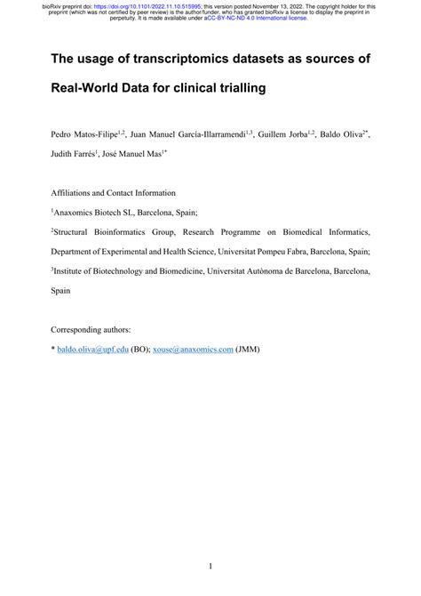 (PDF) The usage of transcriptomics datasets as sources of Real-World ...