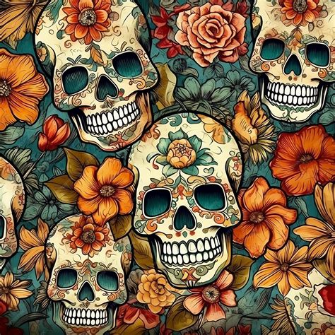 Premium AI Image | Day of the dead skull wallpaper