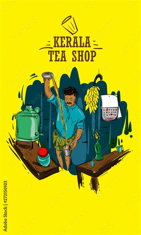 kerala tea shop illustrations vector Stock Vector | Adobe Stock