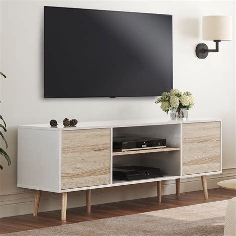 Wampat Mid Century Wood TV Stand for 60 " Flat Screen, Modern TV ...