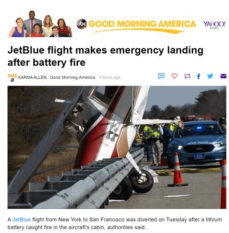 JetBlue flight makes emergency landing after battery fire : r/flying