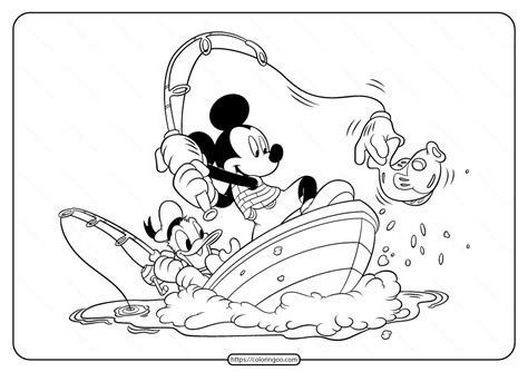 Disney Mickey and Donald Fishing Coloring Page | Disney coloring pages ...