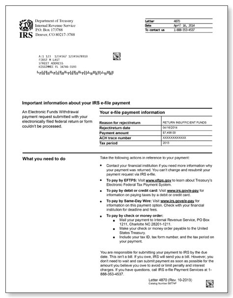 IRS Audit Letter 4870 – Sample 1