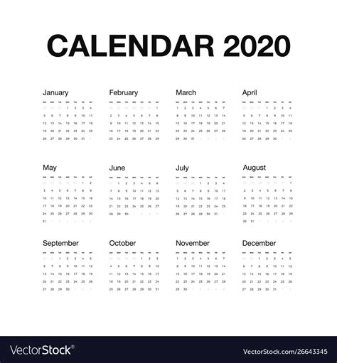 Minimalistic desk calendar 2020 year design Vector Image