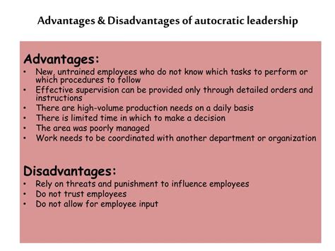 Autocratic Leadership Disadvantages