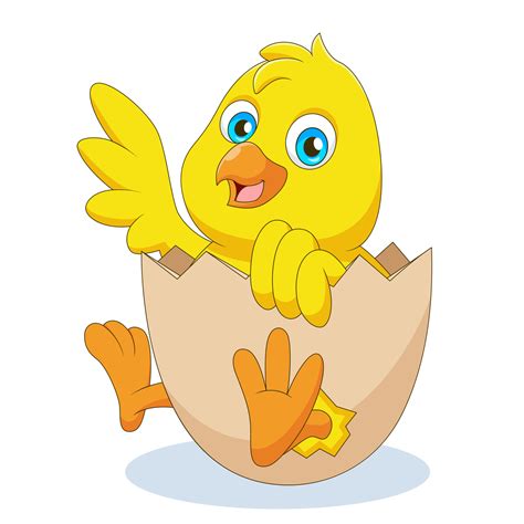 Cartoon chick hatching from an egg. Cute animal cartoon Vector ...