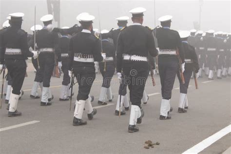 Indian Navy Soldier S Contingent Marches during the Republic Day Rehearsal at Rajpath, New Delhi ...