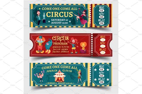 Set of isolated circus entertaining show tickets | Graphic Objects ~ Creative Market