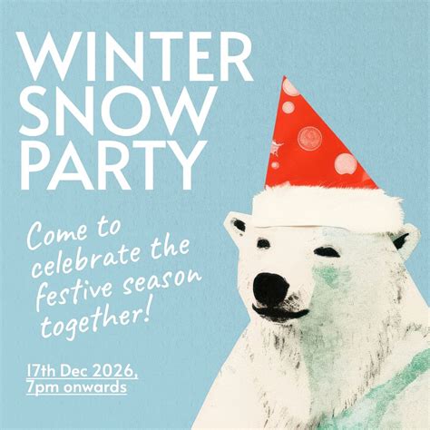 Winter snow party Instagram post | Premium Editable Template - rawpixel