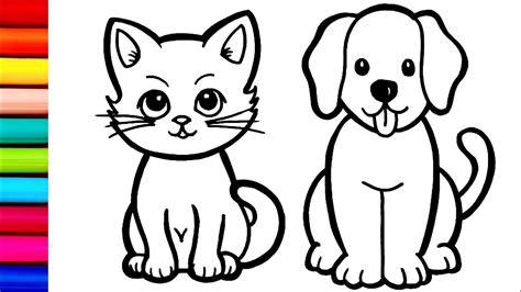 Dog and Cat Drawing, Colouring and Painting for kids, Toddlers | How to ...