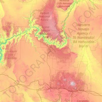 Kaibab National Forest topographic map, elevation, relief