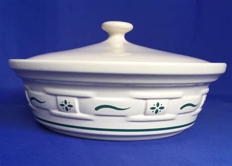 Longaberger Casserole Covered Dish 1 Quart Lid Woven Traditions Heritage Green | Pretty dishes ...