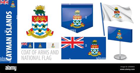 Vector set of the coat of arms and national flag of Cayman Islands ...