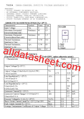 7805 Datasheet(PDF) - List of Unclassifed Manufacturers